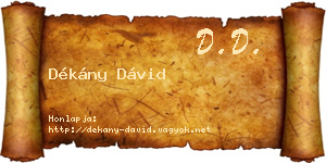 Dékány Dávid névjegykártya